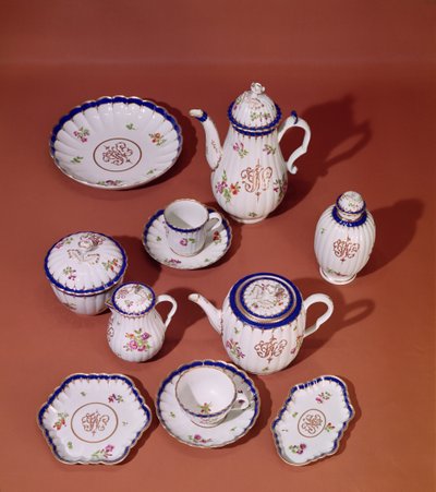 Part of a Worcester monogrammed tea service, c.1775 by English School